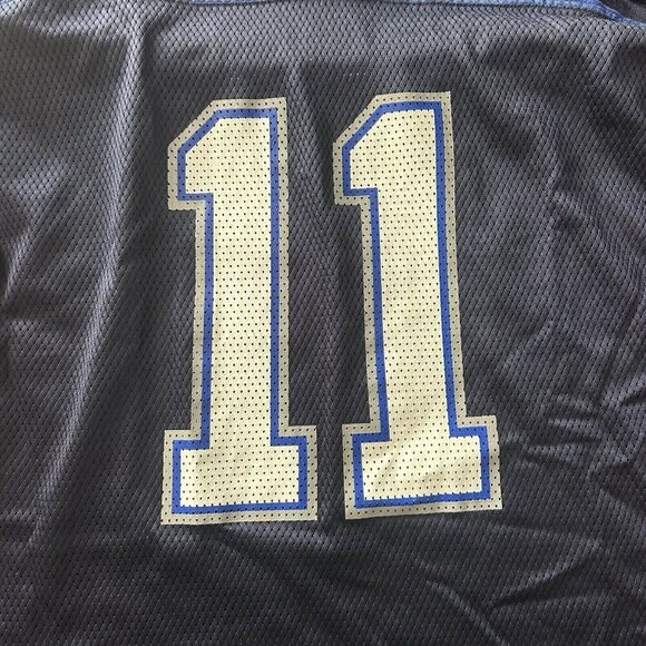 Vintage 90s Drew Bledsoe Navy Reebok Jersey Football Mens L Patriots Bills NWOT - Picture 2 of 15